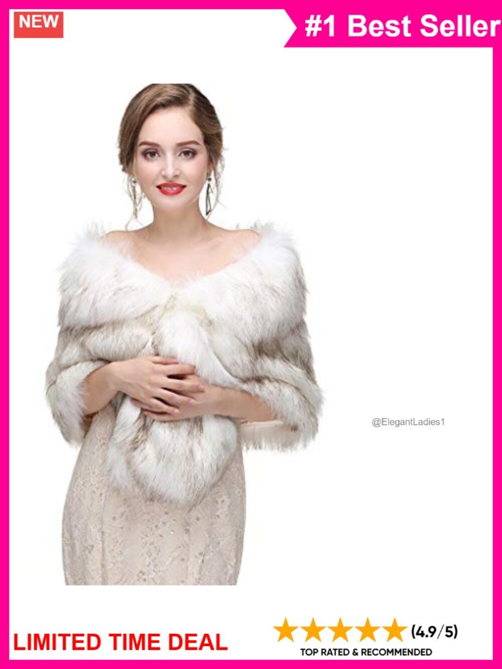 Faux Fur Bridal Wrap Shawl Stole Cape for Winter Wedding